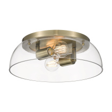 Golden 3602-14 AB-CLR - Yep by Golden Lighting Duncan 2-light Flush Mount in Aged Brass and Clear Glass